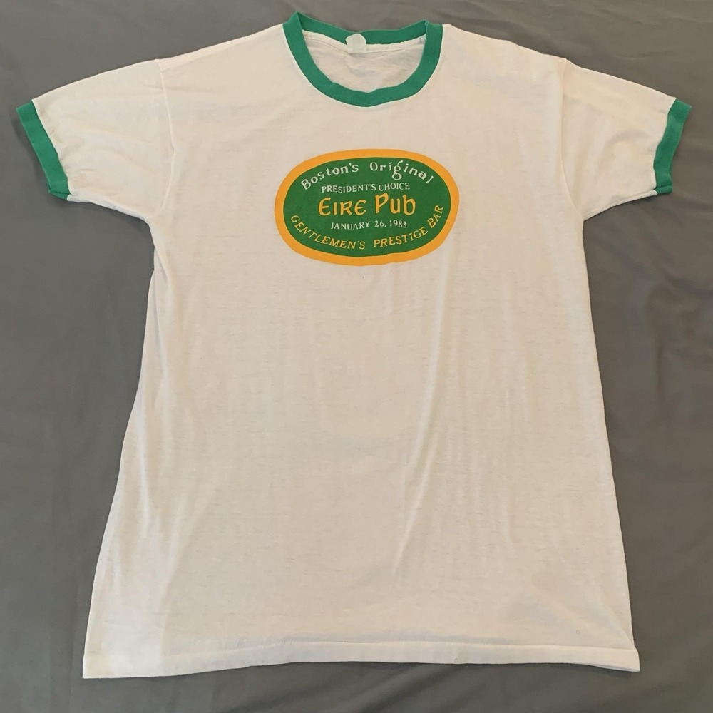 Vintage Eire Pub Tee Swing Shirt Mens XL White Boston Irish Ringer Tee T-Shirt